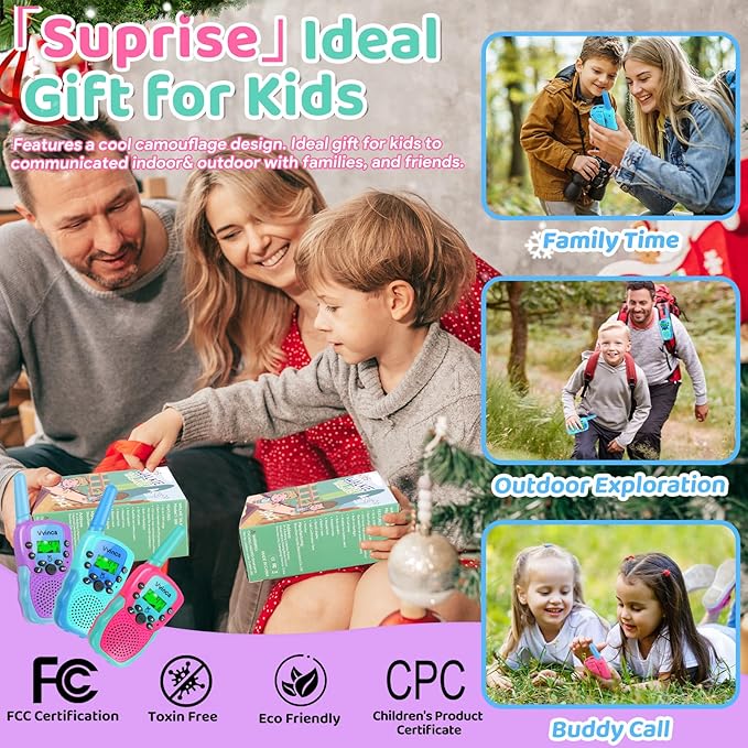 Vvinca 6 Pcs Walkie Talkies for Kids Rechargeable