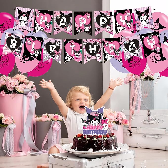 Party Decorations,Birthday Party Supplies For Party Supplies Includes Banner - Cake Topper - 12 Cupcake Toppers - 18 Balloons - 50 Stickers