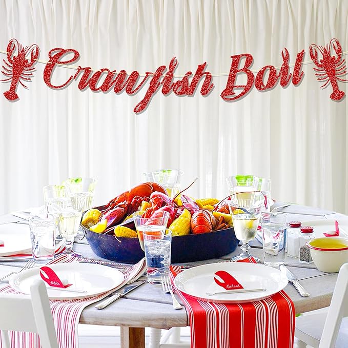 Glitter Crawfish Boil Party Decorations Lobster Boil Themed Birthday Banner Crawfish Boil Party Supplies