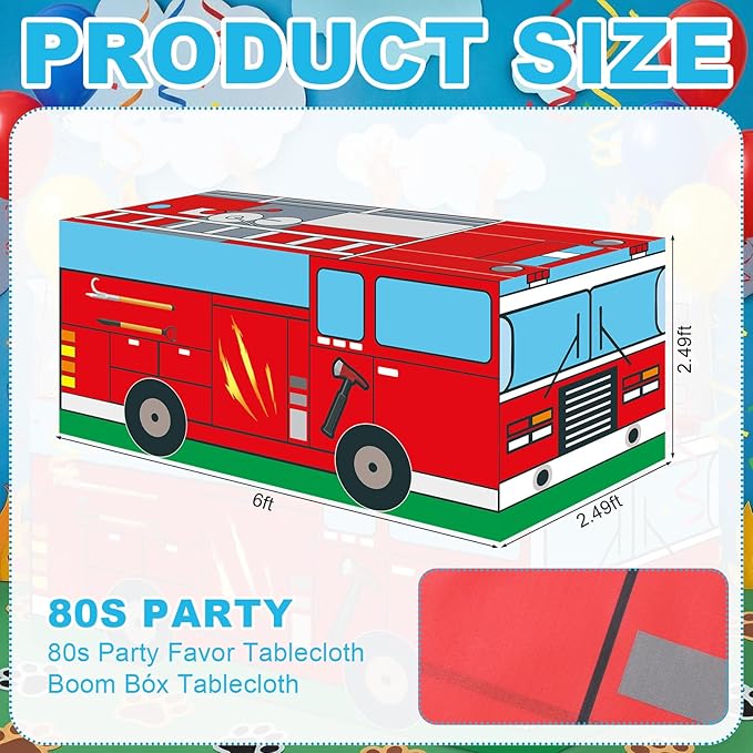 Oudain 6 FT Paw Theme Tablecloth Birthday Decorations 72 x 30 Inch Red Rescue Fire Truck Tablecloth Washable Fabric Polyester Rectangle Table Cover for Paw Party Decoration Dog Puppy Party Supplies