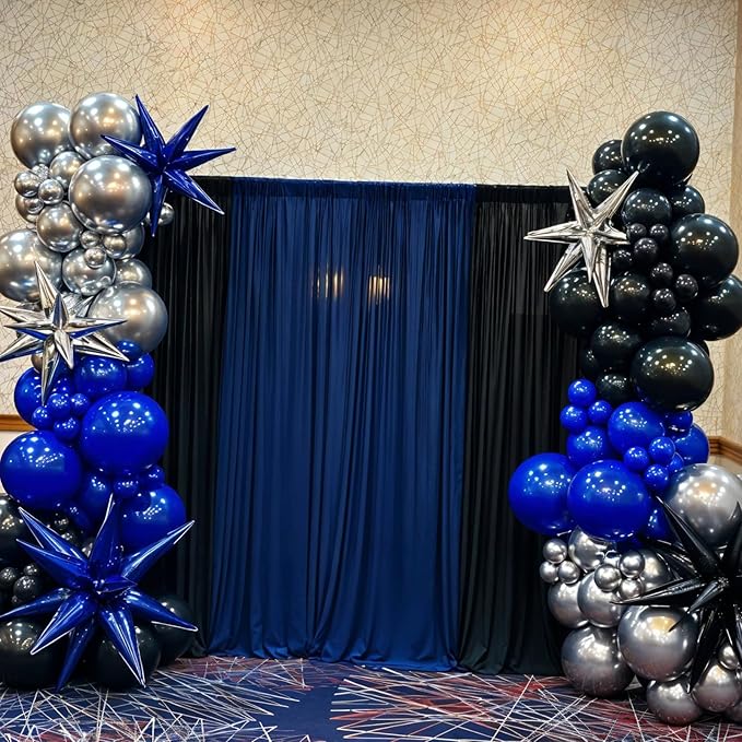 Blue and Black Balloons,12 Inch Dark Blue and Silver Black Pearl Light Blue Balloons for Boys Birthday Party Decorations Baby Shower Graduations Celebrations Backdrop Supplies