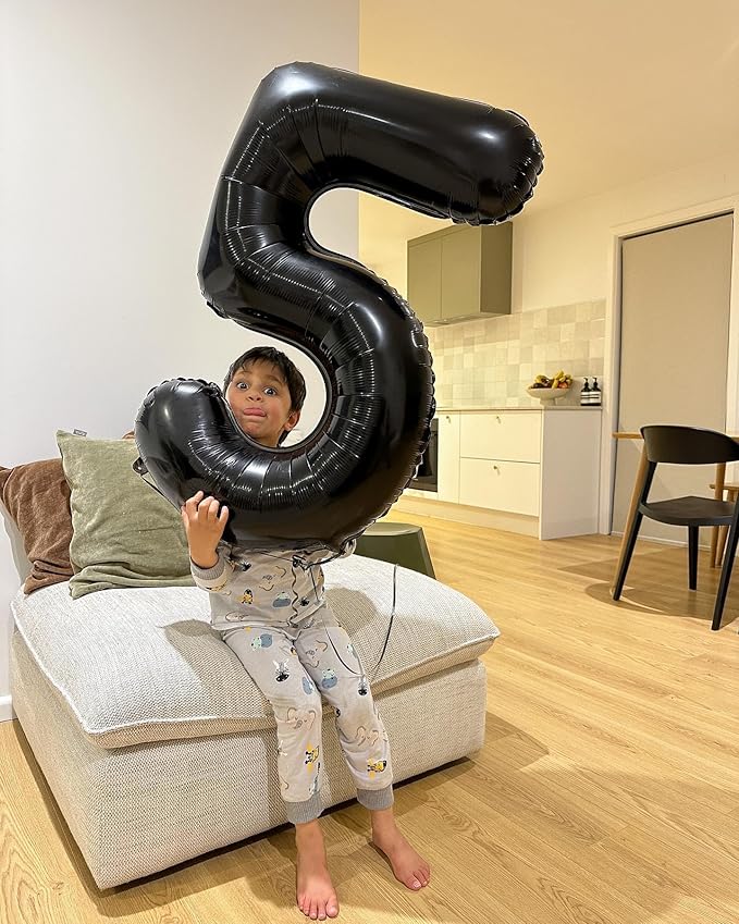 40 Inch Black Number 12 Balloon, Giant Number 12 Balloons for 12th Birthday Decorations, Party Supplies for Baby Boy Girl, Black Party Decor