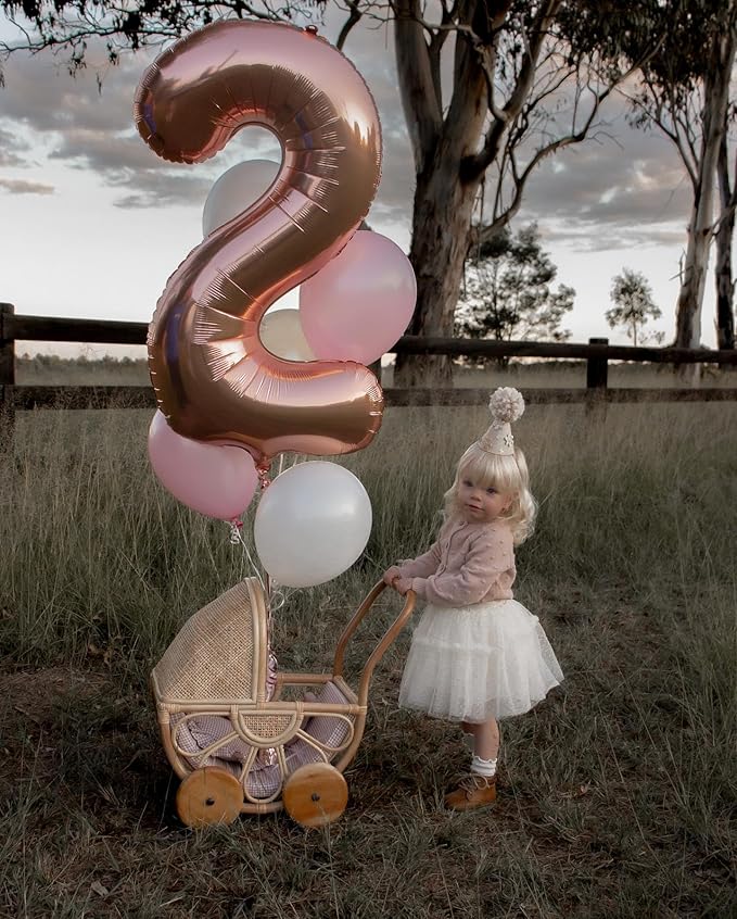 Rose Gold Number 12 Balloon 40 inch, 12 Number Balloons, 12th Birthday Decorations for Girls Boys, 12 Year Old Rose Gold Party Supplies