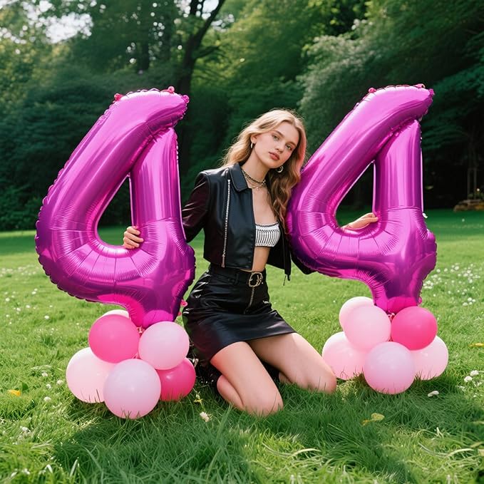 40 Inch Rose Purple Large Balloon Number 4 Balloon,Jumbo Mylar Foil Helium Balloon for 4 14 24 34 45 54 Birthday Digital Balloons for Birthday Party,Wedding Anniversary Party Decorations