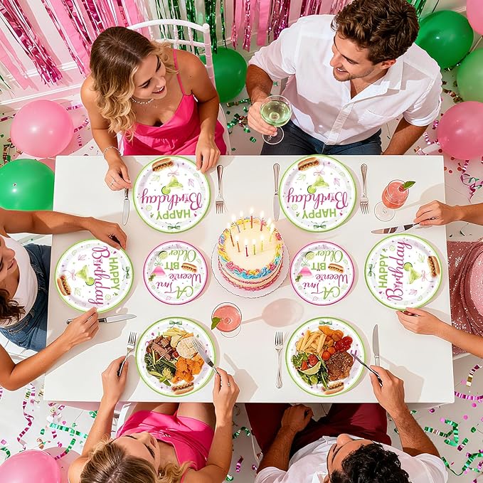 96Pcs Weenies and Tinis Birthday Decorations Hotdog Martini Plates and Napkins Tinis Bit Older Birthday Decoration Favors for Women Girls Hotdog BBQ Themed Bday Bachelorette Party Supplies Serves 24