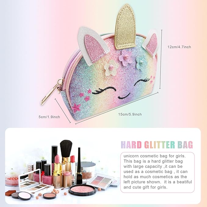 Purse for Little Girls,Girls Jewelry Pretend Play,Unicorn Gifts for girls,Crossbody Bags for Kid