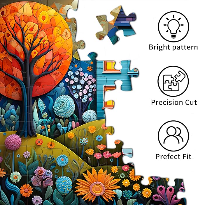 Jigsaw Puzzles for Adults 1000 Pieces, Interlock Perfectly Letter on Back No Dust, Home Decor Birthday Party Gift Toy for Men Women Elders Seniors, 1:1 Poster-Beautiful Homes