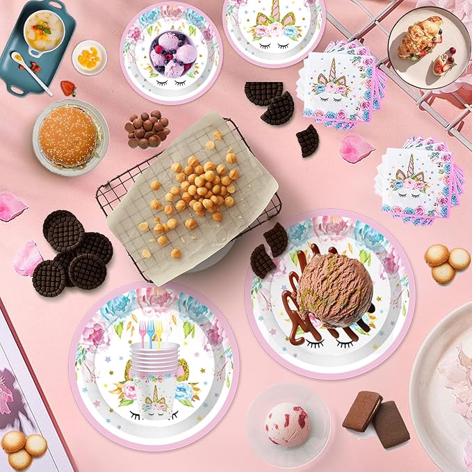 Unicorn Birthday Party Supplies - Best Value Unicorn Birthday Decorations Set with Plates, Cups, Napkins, and Cutlery for Party Themes, Perfect Party Decorations for Girls