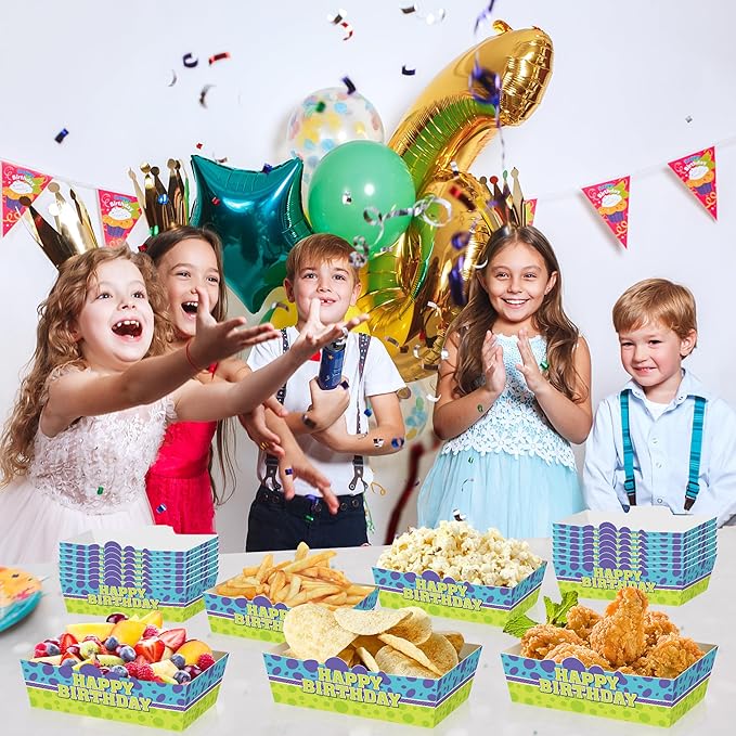 25Pcs Monster Disposable Paper Food Trays for Monster Theme Birthday Party Supplies Baby Shower Decorations