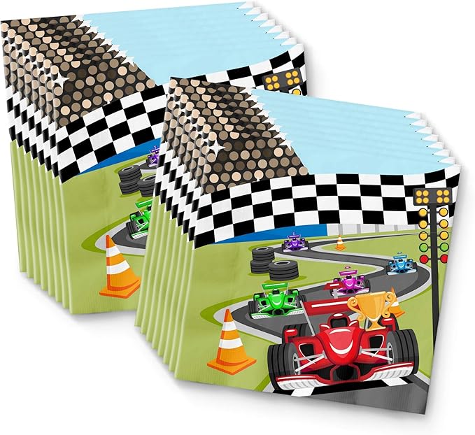 Race Car Birthday Party Supplies - Car Birthday Party Supplies for Boy - Racing Party Supplies and Decorations | Tableware Set Includes Plates Napkins and Cups | Kit for 16