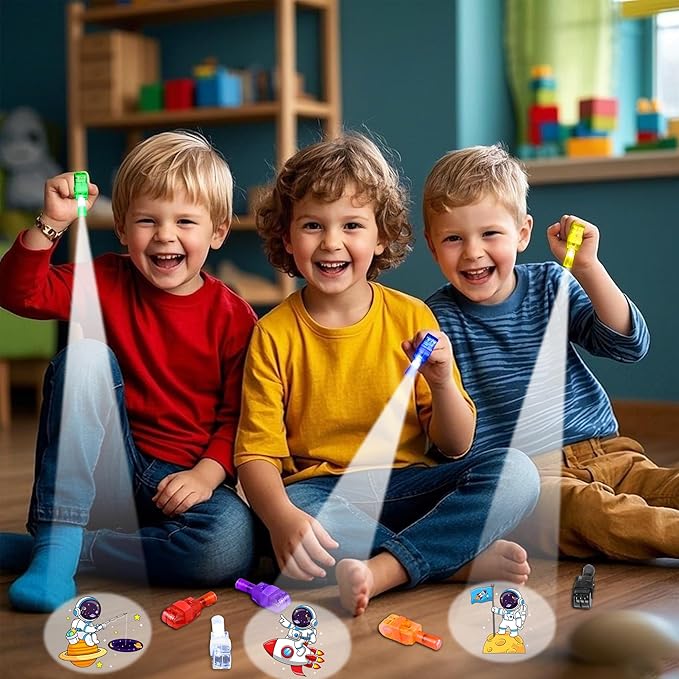 32 Pcs Finger Lights Space Theme Party Favors Decorations, Glow in the Dark Light Up Party Supplies Astronaut Toys Gift Bulk for Kids 3 4 5 8 Boys Girls Birthday Goodie Bag Stuffers Classroom Prizes