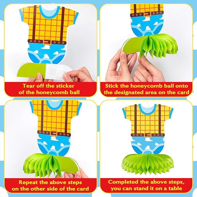 Boy Story Honeycomb Centerpieces - 12PCS Boy Story Baby Shower Party Honeycomb Centerpieces Baby Boys Party Table Decoration It’s a Boys Stories Table Topper for Birthday Party Supplies