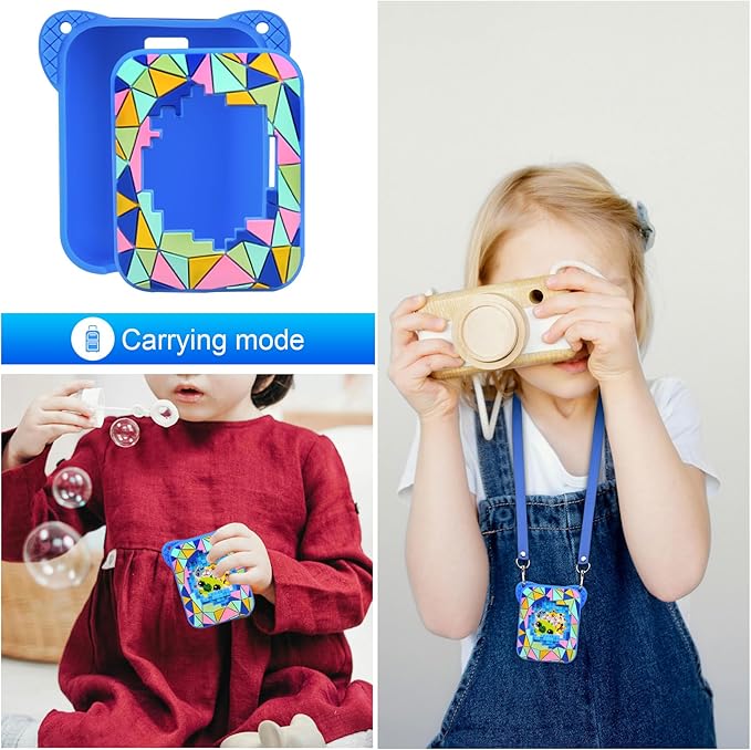 RAIALL Silicone Cover Case for Bitzee Magicals Interactive Toy Digital Pet, Kids Protective Bitzee Magicals Virtual Electronic Pet Lanyard Silicone Holder, Portable Travel Soft Silicone Sleeve, Blue