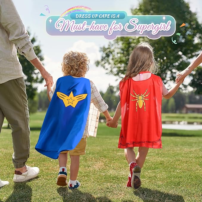 Jeowoqao Toddler Girls Dress up Costumes, Princess Dress Up Clothes for Little Girls, Kids Dress Up Pretend Play Set with Supergirl Princess Costumes Toy Gift for Girls Ages 3 4 5 6 Years