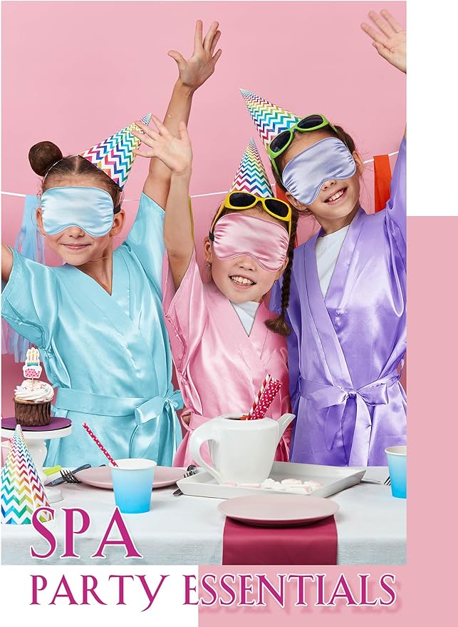 Sintuff 24 Pcs Sleepover Party Supplies for Girls 6 Spa Robes for Girls Slumber Party 6 Tote Bags 6 Headbands 6 Spa Masks