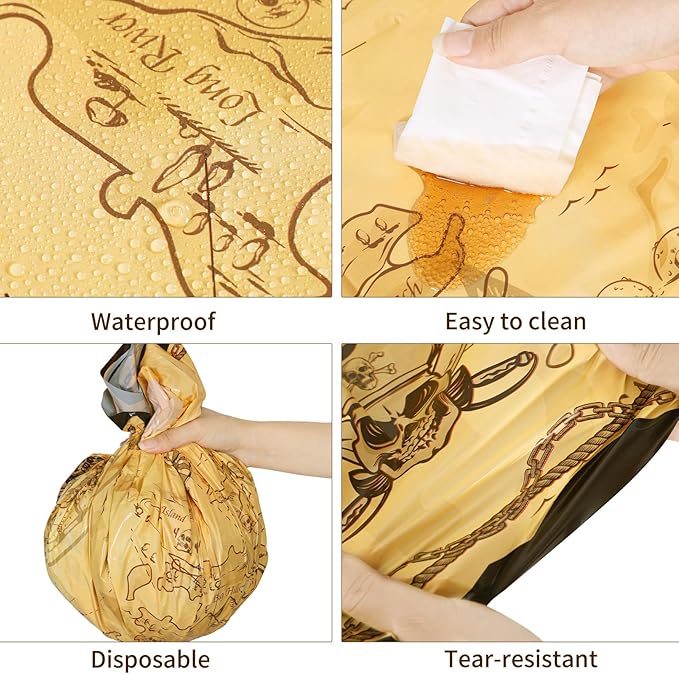 durony 2 Pack Pirate Party Tablecloth Plastic Treasure Map Tablecover Disposable Pirate Table Covers Nautical Party Supplies for Treasure Theme Birthday Decorations