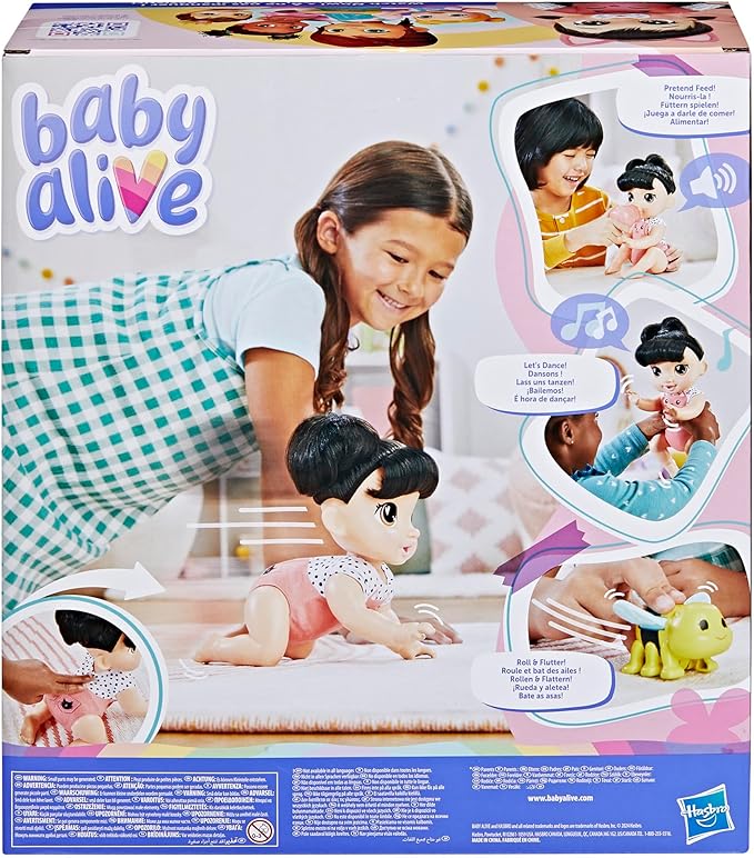 Baby Alive Crawl 'n Play Katie Kat Electronic Crawling Baby Doll Set, Black Hair, Kids Toys for Girls & Boys 3 Years & Up, 10.75 Inches