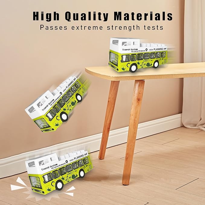 KIDAMI School Bus Toys Cars Set Die Cast Metal Toy Cars Double Decker City Bus Vehicles, Openable Doors, Pull Back Cars Play Toys for Birthday Gift Vehicle