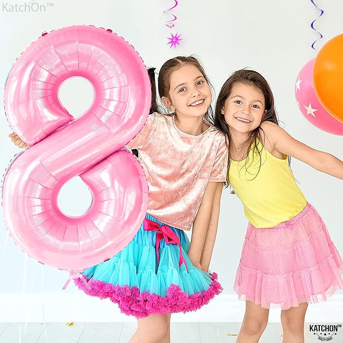 KatchOn, Giant Light Pink Number 8 Balloon - 40 Inch, Pink 8 Balloons for Birthday Girl | Number 8 Balloons for Birthdays | 8 Balloon Number for 8th Birthday Decorations for Girls | 8 Birthday Balloon