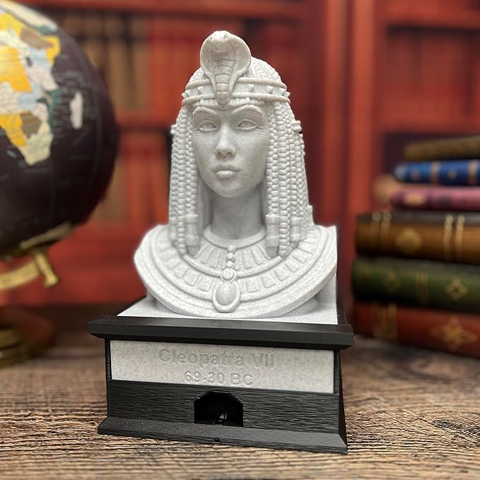 MunnyGrubbers - Cleopatra VII - Plastic Collectible Toy - Press The Button for a Quote or Fun Fact - (Marble)