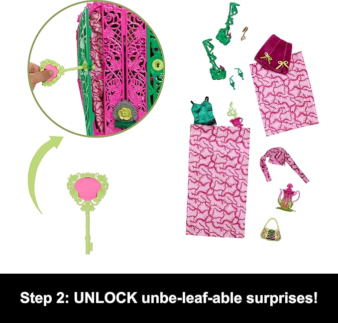 Monster High Skulltimate Secrets Doll & Accessories Set, Garden Mysteries Venus McFlytrap with Reveal Closet & 19+ Tea Party Surprises Like Clothes