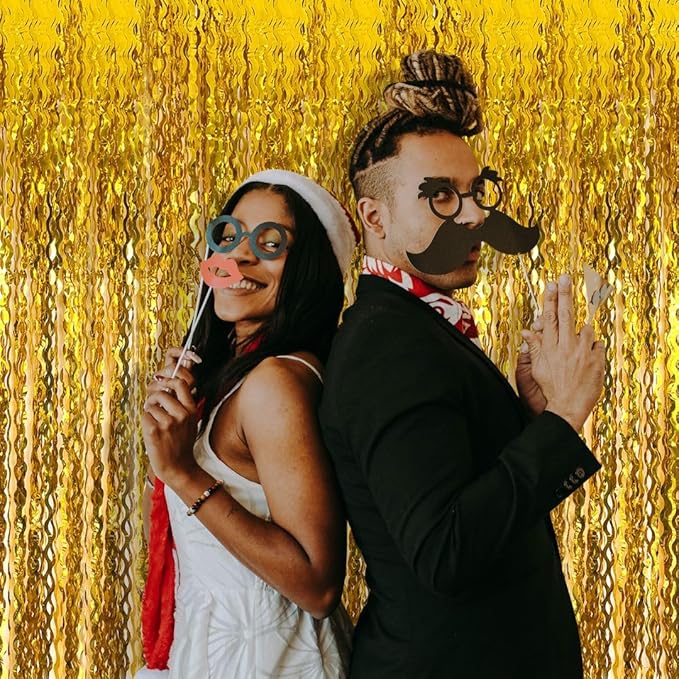 Gold Streamers Backdrop Curtains, Golden Birthday Party Decorations, Gold Wall Decor, Graduation Party Decorations, Bachelorette Parties Favor, Anniversary Decor, New Years Eve Party Supplies 2025