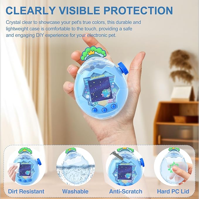 for Tamagotchi Paradise Clear Case and Replacement Lid Set, Ideal for DIY Fans, Collectors and Display, for Paradise Tamagotchi Accessories, with Lanyard (No Device/Film)
