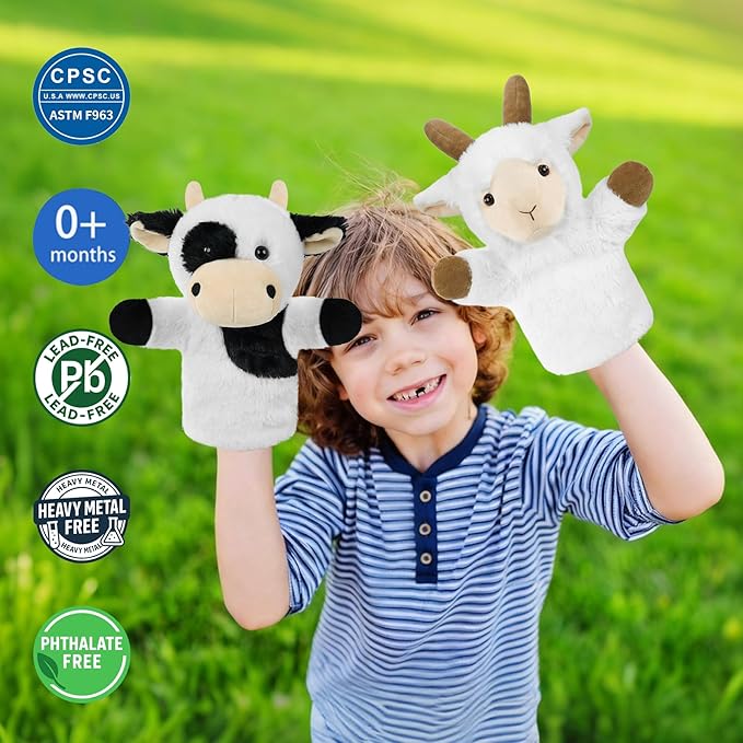 Hand Puppet Educational Learning Tool for Imaginative Play Farm Animal Stuffed Toy Adult Size Fit Role Play Storytelling Goat