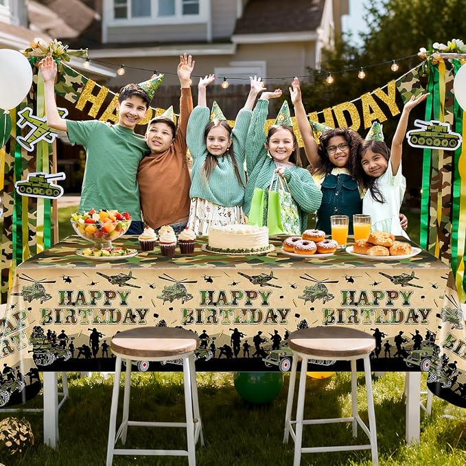 Avezano 3 pcs Camo Birthday Party Decorations Camouflage Tablecloth Plastic 108x54 Soldier Military Theme Party Supplies Cake Table Decor Supplies