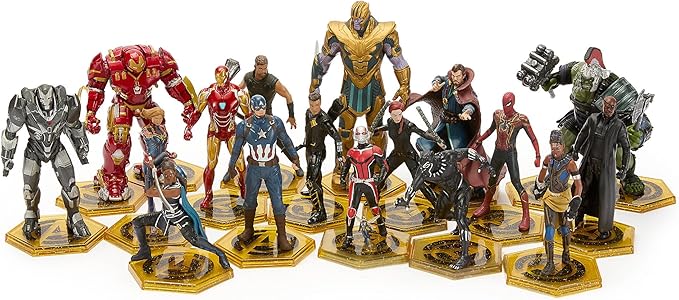 Disney Store Official Marvel Mega Figure Set- 17 Fully Sculpted Figurines - Includes Spiderman, Iron Man, Captain America, & More - Perfect Marvel Gift for Fans of Toy Figures & Playsets