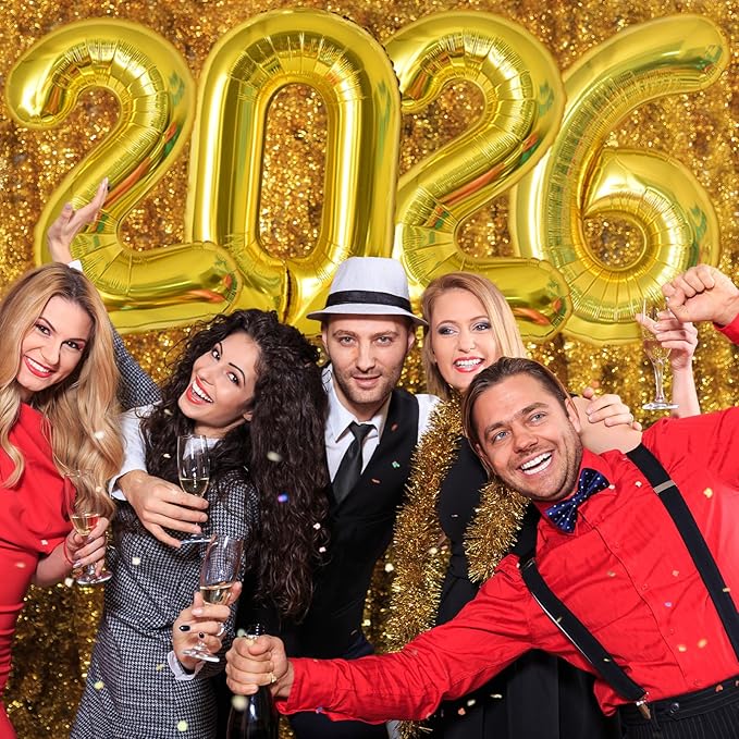 KALOR 32 Inch 2026 Gold Foil Number Balloons, 2026 New Years Decorations for 2026 Happy New Year Eve and Graduations Party Supplies