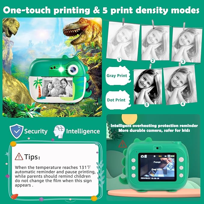 Kids Camera Instant Print,Children Digital Camera Toys with HD Video for Kids Aged 3-12,Christmas Birthday Festival Present for Girls Boys,with 7 Rolls Instant Paper,M3