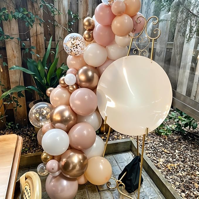 Blush Gold White Balloons,12 Inch White Sand Beige Metallic Gold Confetti Neutral Cream Nude Latex Balloon for Birthday Baby Bridal Shower Wedding Party Decoration