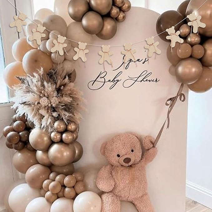 We Can Bearly Wait Banner - Teddy Bear Gender Reveal Neutral Party Garland For Baby Shower,Bear Theme Birthday Party Hanging Banner Photo Props