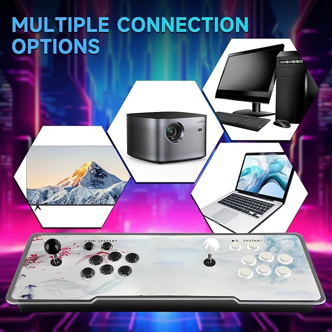 Pandora Box Arcade, 29800 Games in 1 Arcade Game Console, 1280x720 Full HD Retro Gaming Machine for PC & Projector & TV 2-4 Players 3D Games Favorite List Save/Search/Hide/Pause/Delete Game