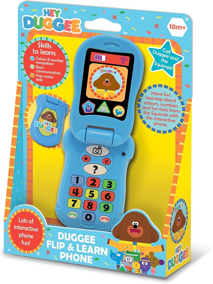 Hey Duggee HD20 Flip & Learn Toy Phone for Kids-Helps Child Development, Learning, Problem Solving, Communication, Hand-Eye Coordination and Motor Skills, 18+ Months, Light Beige