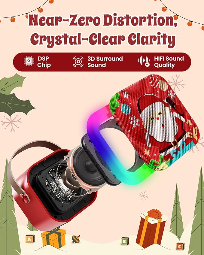 Mini Karaoke Machine for Kids Girls & Boys - Portable Bluetooth Speaker with 2 Wireless Microphones - Kids Birthday for Ages 4-10 Years Old- Christmas Limited Edition