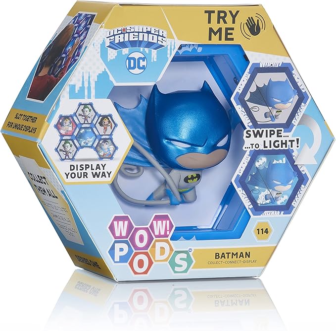 Wow! PODS DC Comics Light-Up Bobbling-Head Superhero Figure Collectible Toy (Metallic Batman), Multi-Color