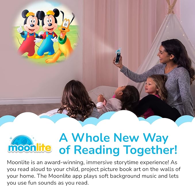 Moonlite Storytime - Disney's Mickey & Friends A Surprise for Pluto Storytime Disc - A Magical Read - Projector Sold Separately - Digital Story w/ Sound FX - Learning Gifts for Kids Ages 1 Year & Up