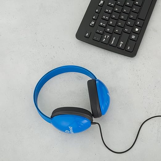 Egghead Heavy Duty Kids’ Headphone w/Tangle-Free Cord, Blue