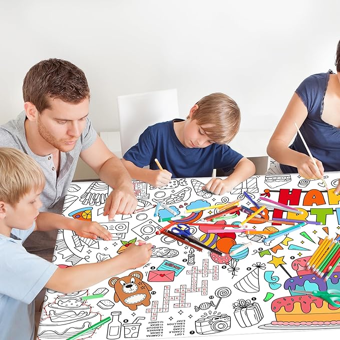 Gatherfun Giant Coloring Poster for Classroom Wall - Versatile 31.5 x 72 Inches Birthday Activity Poster/Table Cover, School Parties, Birthday Party and Special Events Decoration