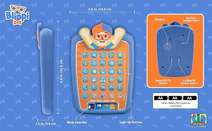 ekids Blippi Kids Tablet for Preschool Learning, Toddler Tablet with Educational Games and ABC Learning for Toddlers and Fans of Blippi Toys