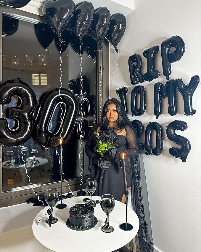 Black Number 60 Balloon 40 inch, 60 Number Balloons, 60th Black Birthday Decorations, 60 Year Old Women Men Party Supplies