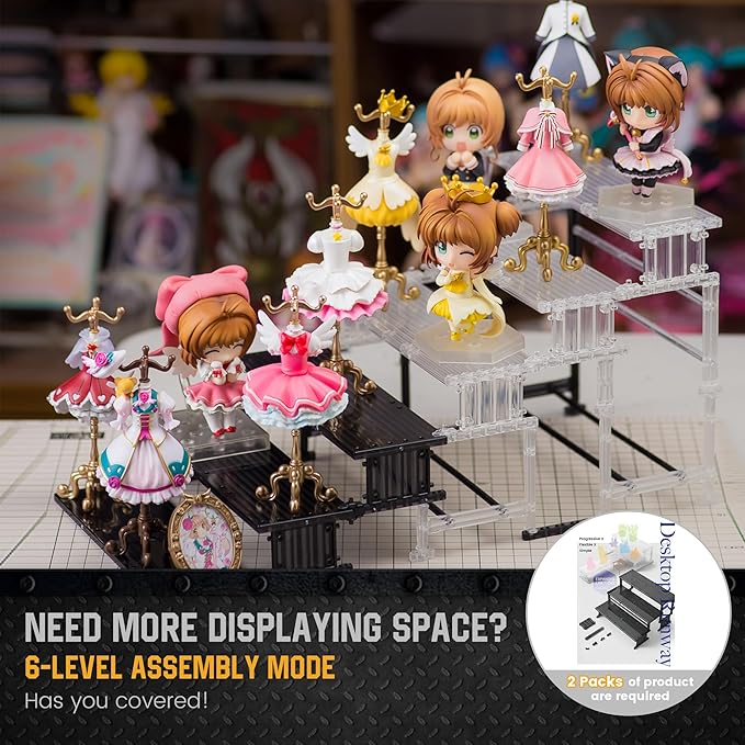 SPARKSTOY 3-Tier Clear Display Risers, Detachable Figure Shelf for Collectibles, Funko Pop, Figures & Desktop Decor | DIY Acrylic-Style Display Stands for Toys, Miniatures, Dessert Tables & Perfume