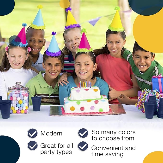 Party Solids 12 Oz Navy Plastic Cups For Party Supplies 50 Pack | Navy Disposable Cups Plastic | Disposable Drinkware For Parties, Events & Everyday