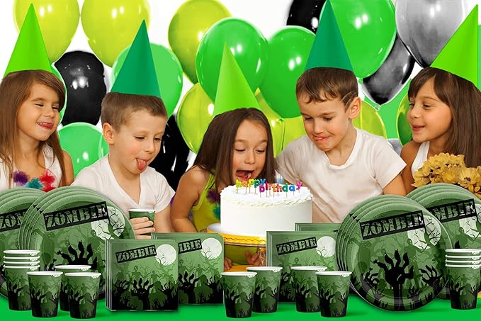 Zombie Birthday Party Supplies Set Plates Napkins Cups Tableware Kit for 16