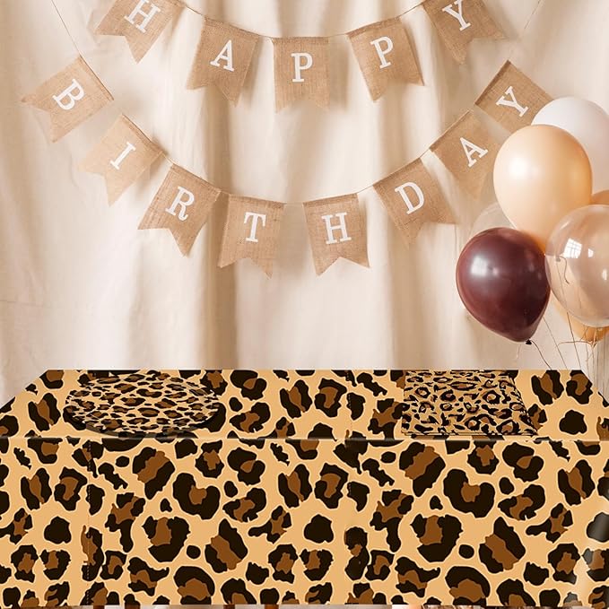 41Pcs Cheetah Print Party Decorations Leopard Animal Theme Tableware Include Dinner Dessert Plates,Napkin,Tablecloth丨Baby Shower Safari Animal Leopard Themed Birthday Party Decor Supplies | Serves 20