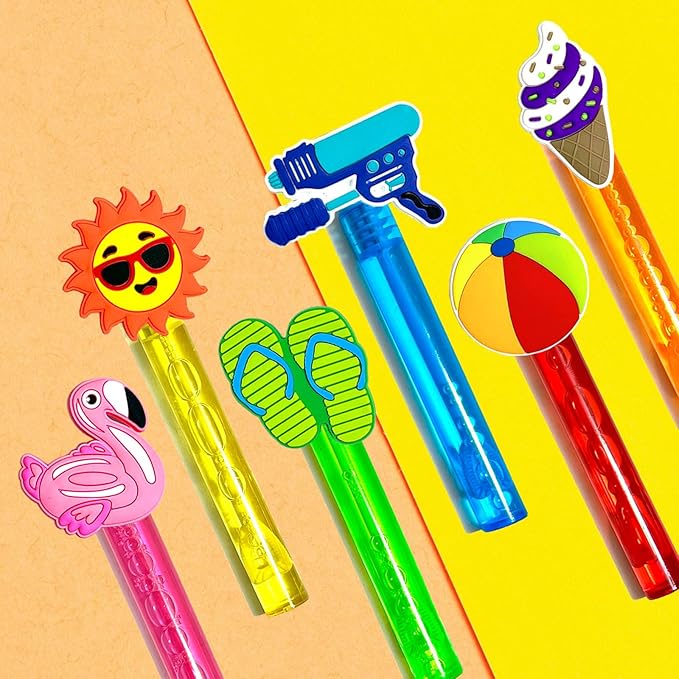Pool Party Favors,24Pcs Summer Bubble Wands for Kids,Beach Bubble Wand for Pool Birthday Party Supplies,Classroom Prizes Pinata Goodie Bag Stuffers Gift