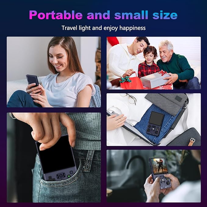 R36MAX Retro Handheld Game Console, 4.0 Inch 720x720 IPS Screen, 128GB Built-in 22000+ Classic Game, Portable Hand Held Open Source Linux System, 4000mAh Battery Retro Gaming Console(Gray 128GB)