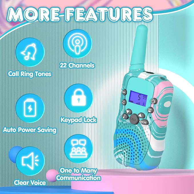 Selieve Toys Gifts for 3 4 5 6 7 8 Year Old Boys, Walkie Talkies for Kids Long Range 2 Pack with 22 Channels, LED Flashlight & VOX Function, Boys Toys Age 3 4 5 6 Year Old for Outside, Camping, Hiking